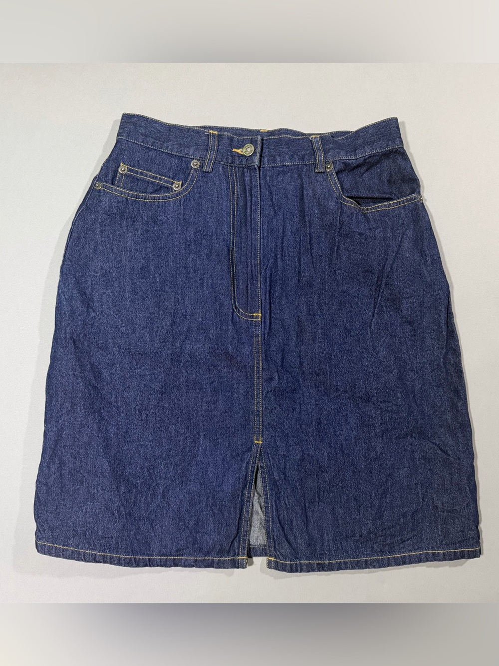 VTG Marsh Landing Dark Blue Denim Midi Skirt